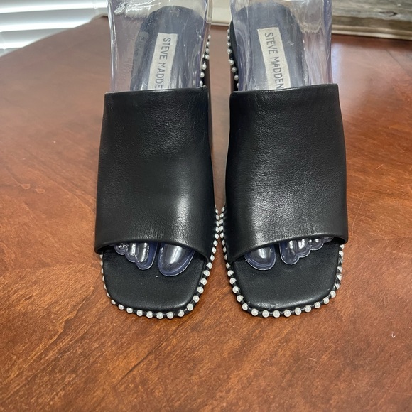 Steve Madden Leather Block Heel Pearl  Decoded Sandals - Picture 3 of 12